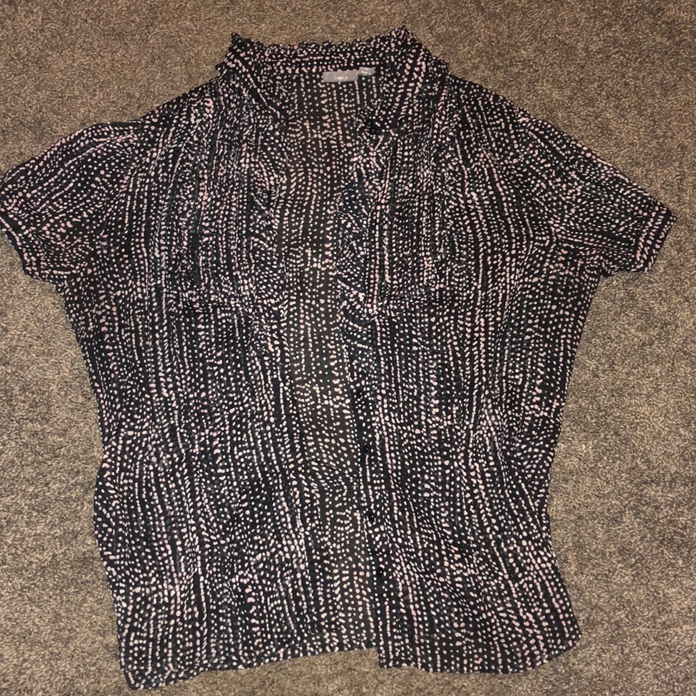Women’s Black pink and white polka dot blouse